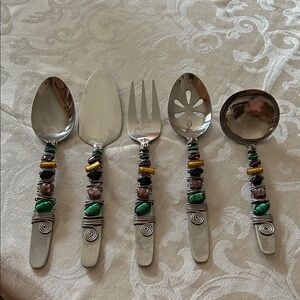 Colorful Beaded Handle Serving Utensils